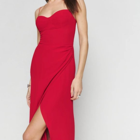 Reformation Kourtney Dress in Cherry (Red) Size 0 - Picture 3 of 3